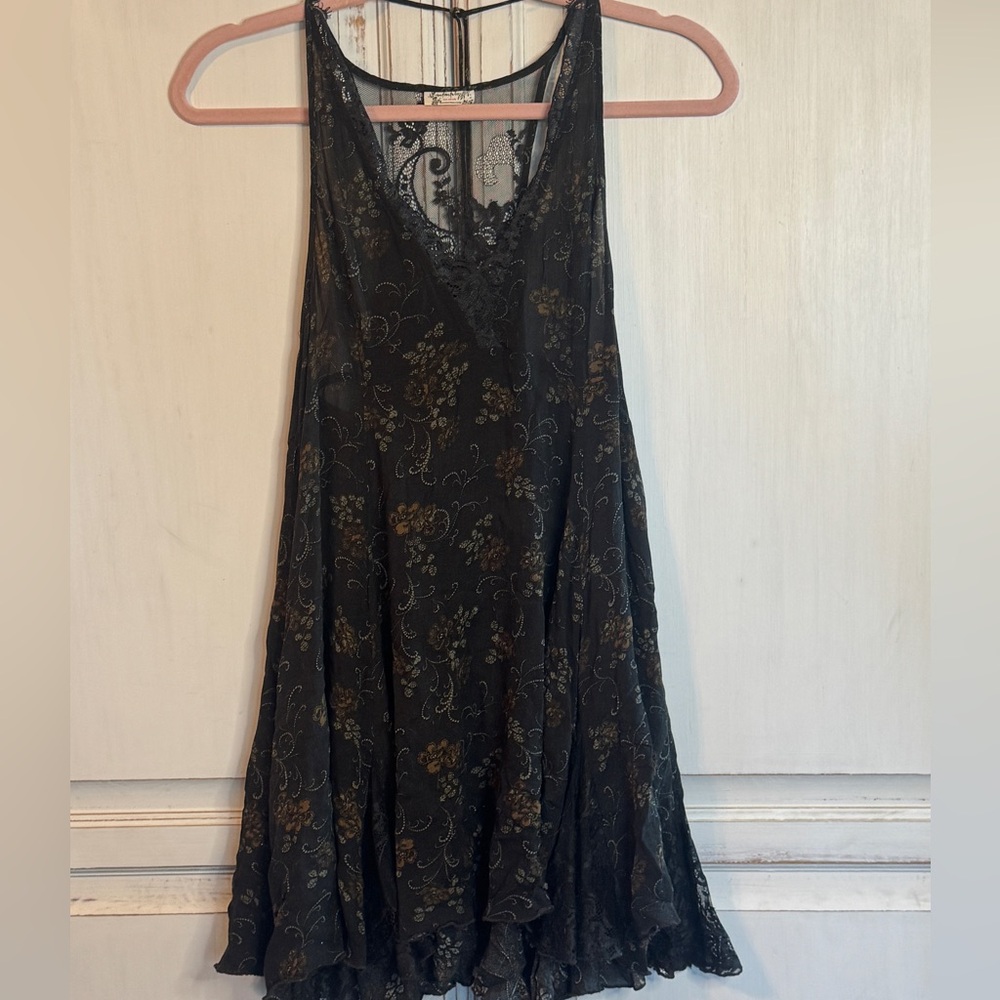 Free People small Black Floral Mini Dress - Picture 5 of 6